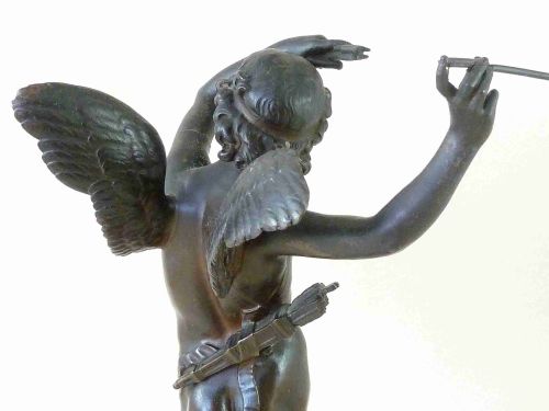 FRENCH BRONZE FIGURE CUPID EROS MOREAU VAUTHIER THIEBU FOUNDERS PARIS SCULPTURE - ADDITIONAL PHOTO 5