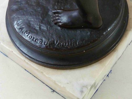 FRENCH BRONZE FIGURE CUPID EROS MOREAU VAUTHIER THIEBU FOUNDERS PARIS SCULPTURE - ADDITIONAL PHOTO 8