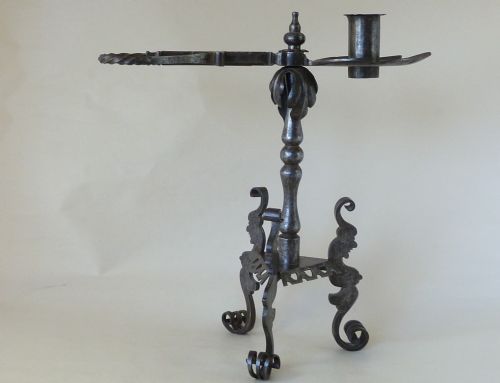 AUSTRIAN CANDLE HOLDER VIENNA WROUGHT IRON CANDLESTICK WAX TAPER STAND - ADDITIONAL PHOTO 2