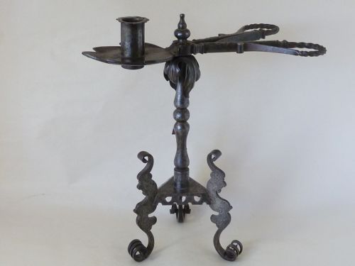 AUSTRIAN CANDLE HOLDER VIENNA WROUGHT IRON CANDLESTICK WAX TAPER STAND - ADDITIONAL PHOTO 1