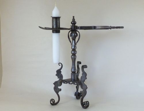 austrian candle holder vienna wrought iron candlestick wax taper stand - CATEGORY: ANTIQUE LIGHTING - DATED 1880