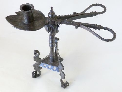 AUSTRIAN CANDLE HOLDER VIENNA WROUGHT IRON CANDLESTICK WAX TAPER STAND - ADDITIONAL PHOTO 6