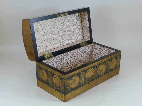 TUNBRIDGE WARE DOMED TOP BOX BARTON MAKERS LABEL MARKED PERSPECTIVE CUBE ENGLISH VICTORIAN - ADDITIONAL PHOTO 5