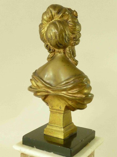MARIE ANTOINETTE GILT BRONZE BUST MARBLE BLUEJOHN FRENCH - ADDITIONAL PHOTO 4