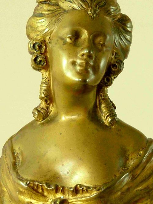 MARIE ANTOINETTE GILT BRONZE BUST MARBLE BLUEJOHN FRENCH - ADDITIONAL PHOTO 7