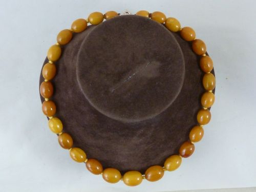 ANTIQUE NATURAL BALTIC AMBER OVAL GRADUATED BEAD NECKLACE 39G BUTTERSCOTCH YELLOW - ADDITIONAL PHOTO 1