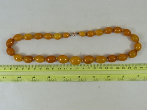 ANTIQUE NATURAL BALTIC AMBER OVAL GRADUATED BEAD NECKLACE 39G BUTTERSCOTCH YELLOW - ADDITIONAL PHOTO 2
