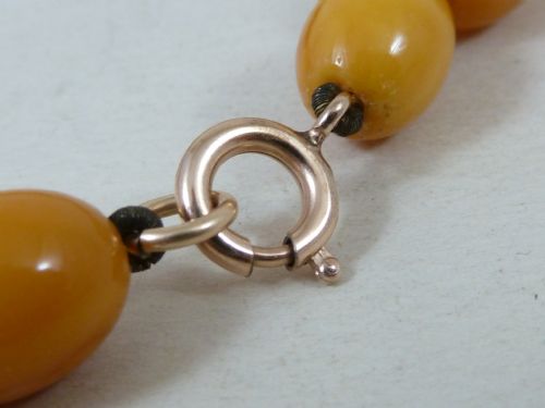 ANTIQUE NATURAL BALTIC AMBER OVAL GRADUATED BEAD NECKLACE 39G BUTTERSCOTCH YELLOW - ADDITIONAL PHOTO 3