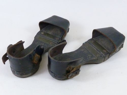 CHILD'S HINGED CLOGS PATTENS OVER SHOES LEATHER WOOD ANTIQUE - ADDITIONAL PHOTO 1