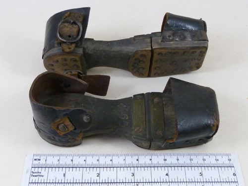 CHILD'S HINGED CLOGS PATTENS OVER SHOES LEATHER WOOD ANTIQUE - ADDITIONAL PHOTO 5