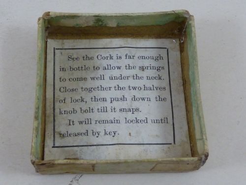 BOXED BURNS'S PATENT BOTTLE LOCK KEY WORKING NICKEL BRASS VICTORIAN - ADDITIONAL PHOTO 5