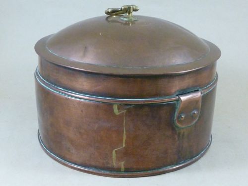 GEORGIAN COPPER SPICE BOX ROUND SEGMENTED SEAMED PADLOCK - ADDITIONAL PHOTO 1