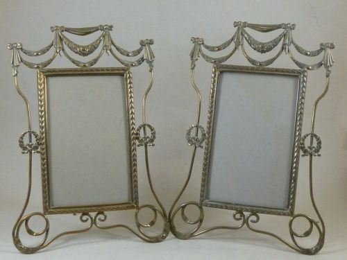 edwardian pair neoclassical style brass wire photo frames english antique - CATEGORY: ANTIQUE MISCELLANEOUS - DATED 1900