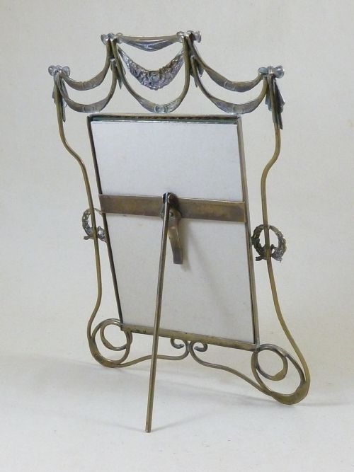 EDWARDIAN PAIR NEOCLASSICAL STYLE BRASS WIRE PHOTO FRAMES ENGLISH ANTIQUE - ADDITIONAL PHOTO 3