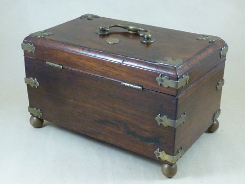 ANGLO CHINESE PADAUK WOOD BRASS MOUNTED TEA CADDY 1770 CHINA - ADDITIONAL PHOTO 1
