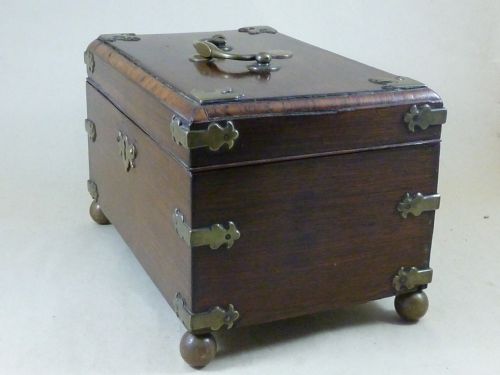 ANGLO CHINESE PADAUK WOOD BRASS MOUNTED TEA CADDY 1770 CHINA - ADDITIONAL PHOTO 2