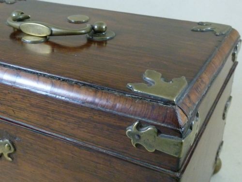 ANGLO CHINESE PADAUK WOOD BRASS MOUNTED TEA CADDY 1770 CHINA - ADDITIONAL PHOTO 3