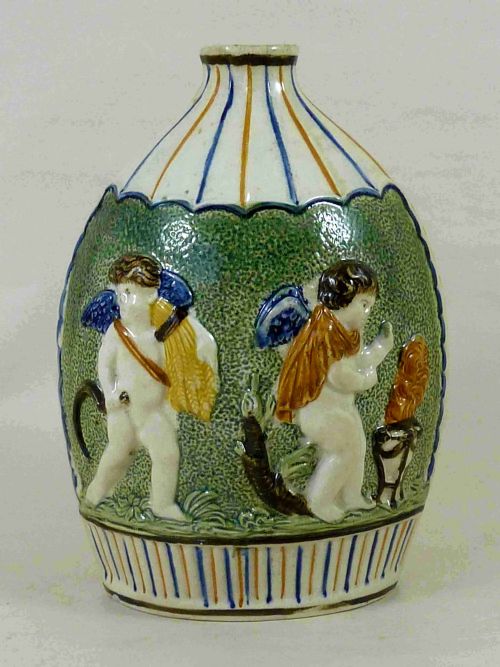 ENGLISH POTTERY FLASK PRATTWARE SPIRIT FLASK FOUR SEASONS GEORGIAN - ADDITIONAL PHOTO 1
