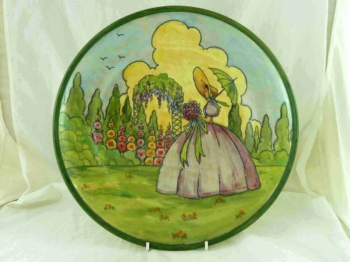charlotte rhead 14 charger crinoline lady burleigh ware burgess leigh - CATEGORY: ANTIQUE CERAMICS - DATED 1930