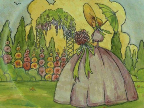 CHARLOTTE RHEAD 14 CHARGER CRINOLINE LADY BURLEIGH WARE BURGESS LEIGH - ADDITIONAL PHOTO 1
