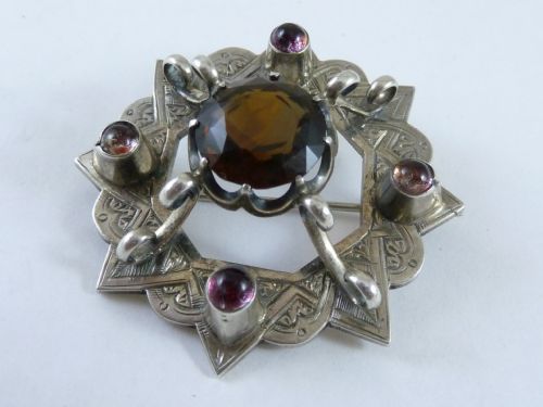 SCOTTISH PROVINCIAL SILVER F G WILSON INVERNESS BROOCH PIN CAIRNGORM QUARTZ SMOKY - ADDITIONAL PHOTO 1