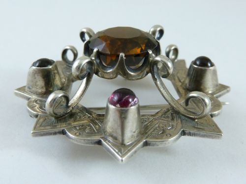 SCOTTISH PROVINCIAL SILVER F G WILSON INVERNESS BROOCH PIN CAIRNGORM QUARTZ SMOKY - ADDITIONAL PHOTO 2