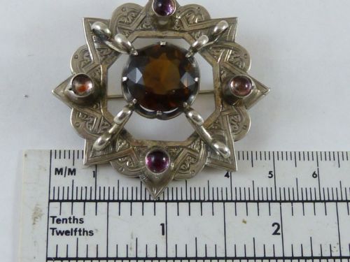 SCOTTISH PROVINCIAL SILVER F G WILSON INVERNESS BROOCH PIN CAIRNGORM QUARTZ SMOKY - ADDITIONAL PHOTO 5