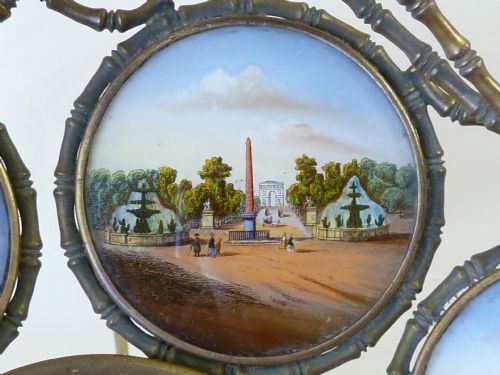 FRENCH SOUVENIR VERRE EGLOMISE SWING HANDLE BASKET GRAND TOUR - ADDITIONAL PHOTO 1