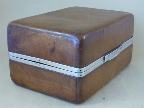 victorian asprey silver leather cigar humidor travel case box caddy - CATEGORY: ANTIQUE BOXES - DATED 1880
