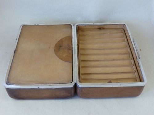 VICTORIAN ASPREY SILVER LEATHER CIGAR HUMIDOR TRAVEL CASE BOX CADDY - ADDITIONAL PHOTO 7