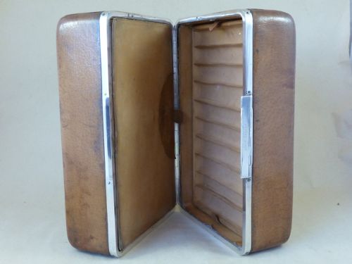 VICTORIAN ASPREY SILVER LEATHER CIGAR HUMIDOR TRAVEL CASE BOX CADDY - ADDITIONAL PHOTO 10