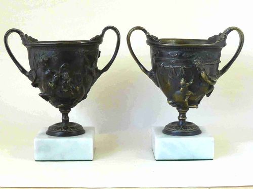 pair bronze pompeii roman kantharos centaur vases urns grand tour souvenir - CATEGORY: ANTIQUE METAL - DATED 1870