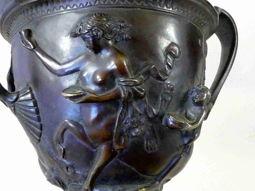 PAIR BRONZE POMPEII ROMAN KANTHAROS CENTAUR VASES URNS GRAND TOUR SOUVENIR - ADDITIONAL PHOTO 3