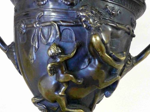 PAIR BRONZE POMPEII ROMAN KANTHAROS CENTAUR VASES URNS GRAND TOUR SOUVENIR - ADDITIONAL PHOTO 5