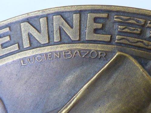 ART DECO BANQUE DE L'UNION PARISIENNE LARGE FRENCH MEDAL MEDALLION LUCIEN BAZOR - ADDITIONAL PHOTO 4