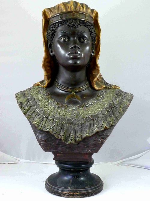 PAIR COLD PAINTED TERRACOTTA BLACKAMOOR BUSTS AUSTRIAN BERNARD BLOCH - ADDITIONAL PHOTO 4