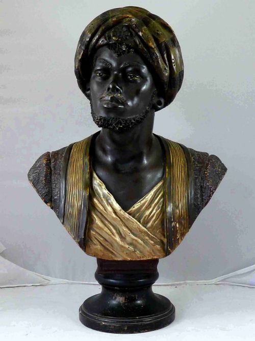 PAIR COLD PAINTED TERRACOTTA BLACKAMOOR BUSTS AUSTRIAN BERNARD BLOCH - ADDITIONAL PHOTO 6