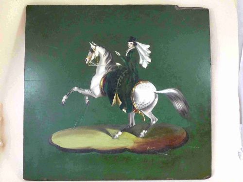 equestrian lady hunter horse naive folk art painting - CATEGORY: ANTIQUE ART - DATED 19TH CENTURY
