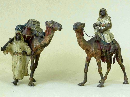 FRANZ BERGMAN ARABS WITH CAMELS PAIR COLD PAINTED VIENNA BRONZE AUSTRIAN - ADDITIONAL PHOTO 1
