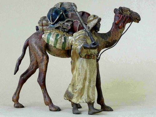 FRANZ BERGMAN ARABS WITH CAMELS PAIR COLD PAINTED VIENNA BRONZE AUSTRIAN - ADDITIONAL PHOTO 2