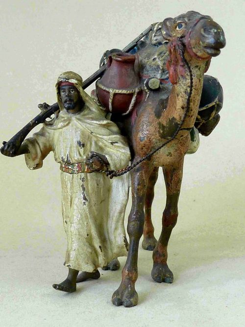FRANZ BERGMAN ARABS WITH CAMELS PAIR COLD PAINTED VIENNA BRONZE AUSTRIAN - ADDITIONAL PHOTO 3