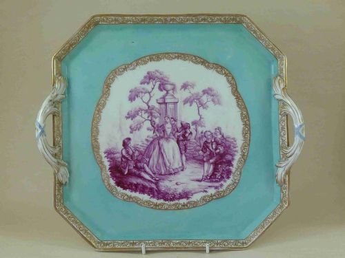 fig 2. Meissen Porcelain Cabaret Set Tete A Tete Turquoise Ground Puce
