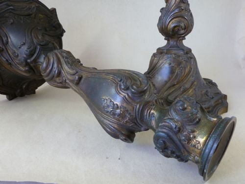 LARGE ORMOLU LOUIS XV ROCOCO GILT BRONZE CANDLESTICKS PAIR - ADDITIONAL PHOTO 4