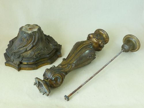 LARGE ORMOLU LOUIS XV ROCOCO GILT BRONZE CANDLESTICKS PAIR - ADDITIONAL PHOTO 6