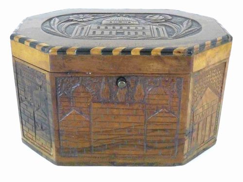 JERUSALEM OLIVEWOOD CARVED INLAID ETROG BOX JUDAICA SOUVENIR PALESTINE - ADDITIONAL PHOTO 1