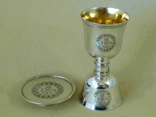 GEORGIAN FITTED BOXED SOLID SILVER TRAVELING COMMUNION SET - ADDITIONAL PHOTO 4