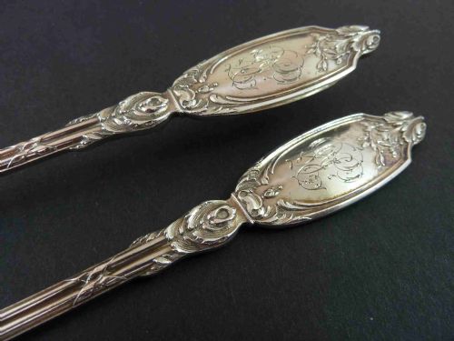 FISH SERVERS FORK KNIFE PAIR FRENCH STERLING SILVER 950 - ADDITIONAL PHOTO 3