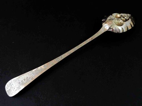 12 VICTORIAN BERRY SPOON HALLMARKED STERLING SILVER GILT STUFFING BASTING - ADDITIONAL PHOTO 1