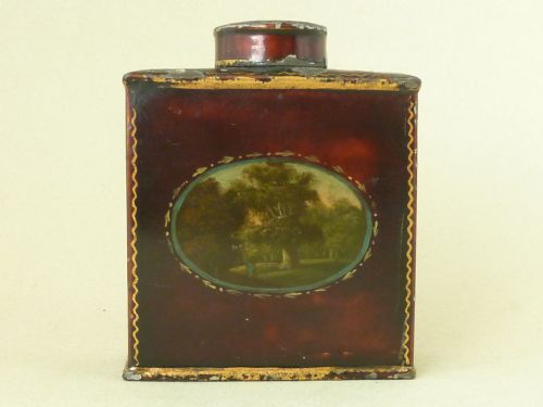 pontypool japanned ware tea caddy tin plate toleware usk - CATEGORY: ANTIQUE METAL - DATED 1800