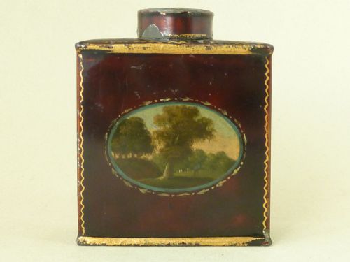 PONTYPOOL JAPANNED WARE TEA CADDY TIN PLATE TOLEWARE USK - ADDITIONAL PHOTO 1